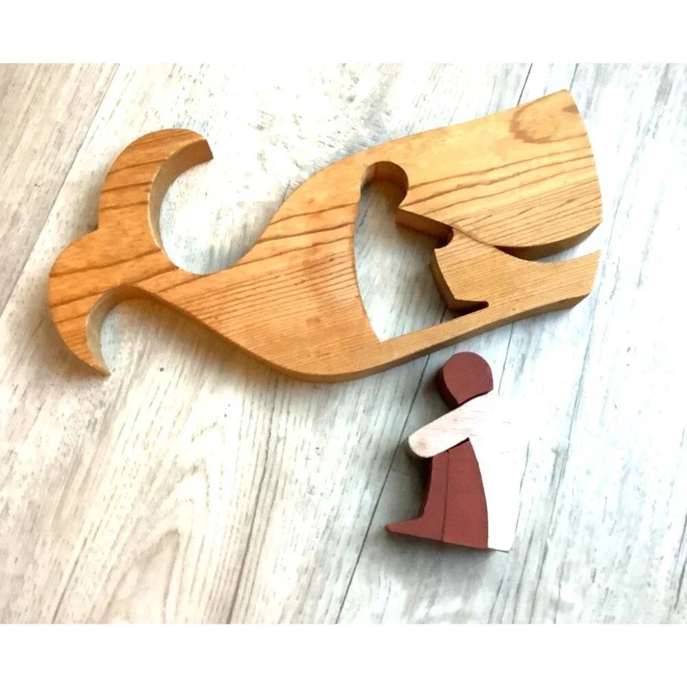 Vintage Wood Puzzle Jonah and the Whale Wooden 1978 Made In Hawaii Bob Kelly